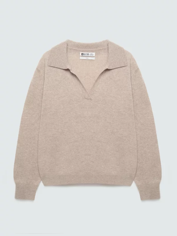 Sweter damski polo wełniany brązowy Elvira 802