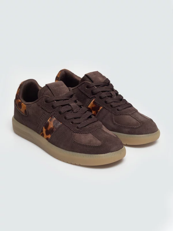 Sneakersy damskie skórzane brązowe UU274461 804