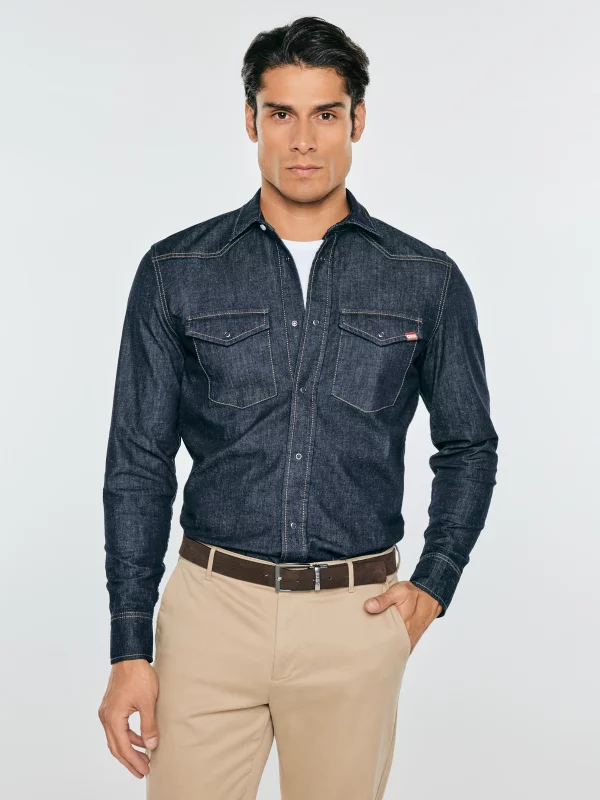 Koszula męska jeansowa granatowa Chuck 760