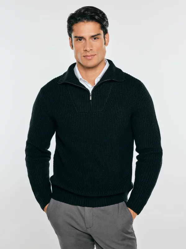 Sweter męski z wełną czarny Michigan 906
