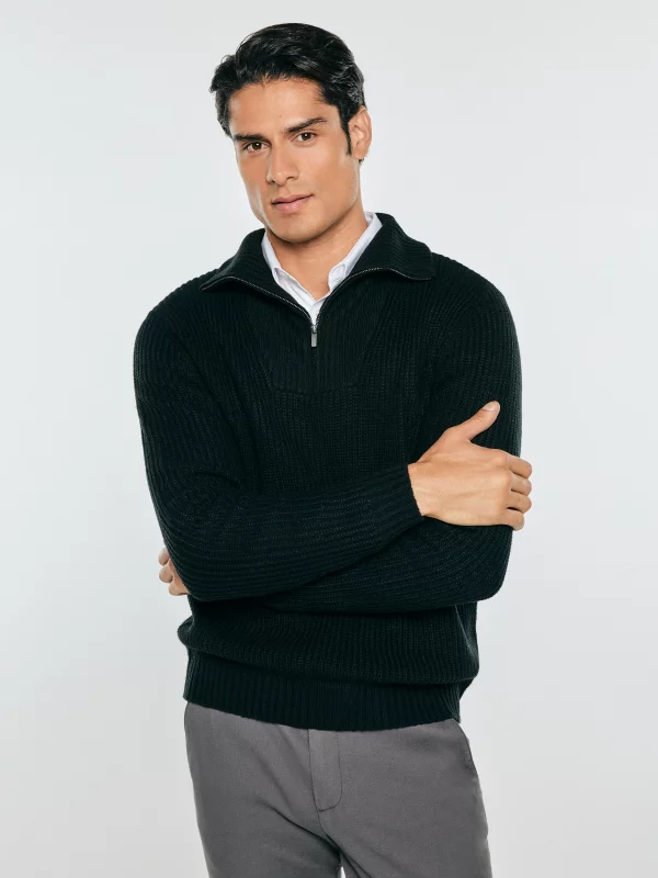 Sweter męski z wełną czarny Michigan 906