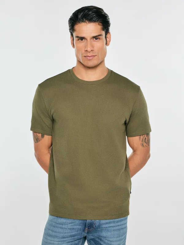 Koszulka męska o luźniejszym kroju khaki Mikes 303