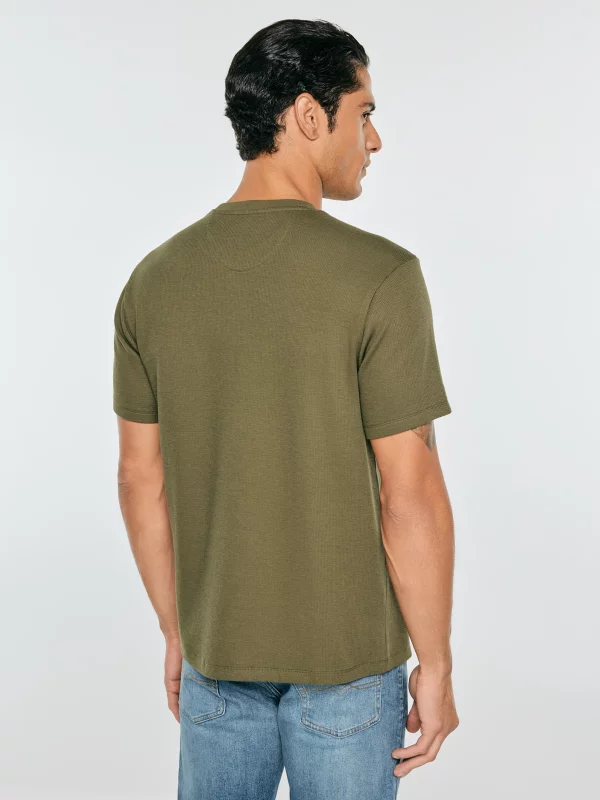Koszulka męska o luźniejszym kroju khaki Mikes 303