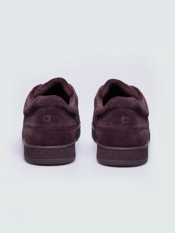 Sneakersy damskie ze skóry naturalnej zamszowej bordowe UU274309 604