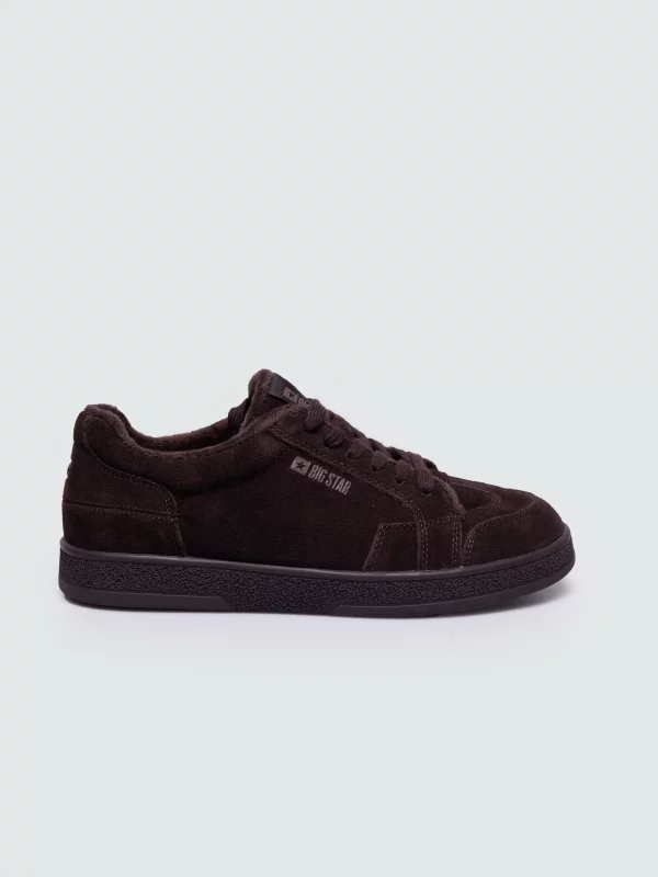 Sneakersy damskie ze skóry naturalnej zamszowej brązowe UU274311 804