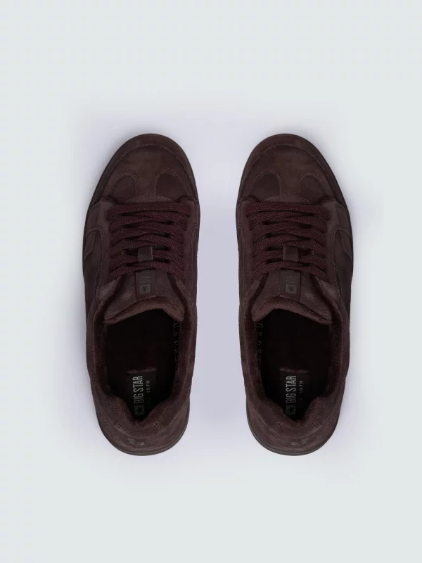 Sneakersy damskie ze skóry naturalnej zamszowej brązowe UU274311 804