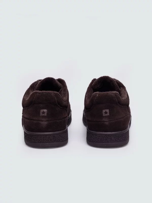 Sneakersy damskie ze skóry naturalnej zamszowej brązowe UU274311 804