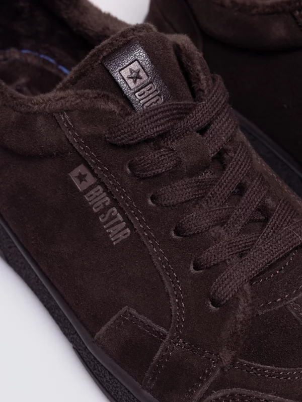 Sneakersy damskie ze skóry naturalnej zamszowej brązowe UU274311 804