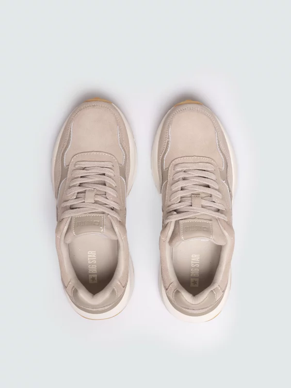 Sneakersy damskie ze skóry naturalnej zamszowej beżowe UU274637 801