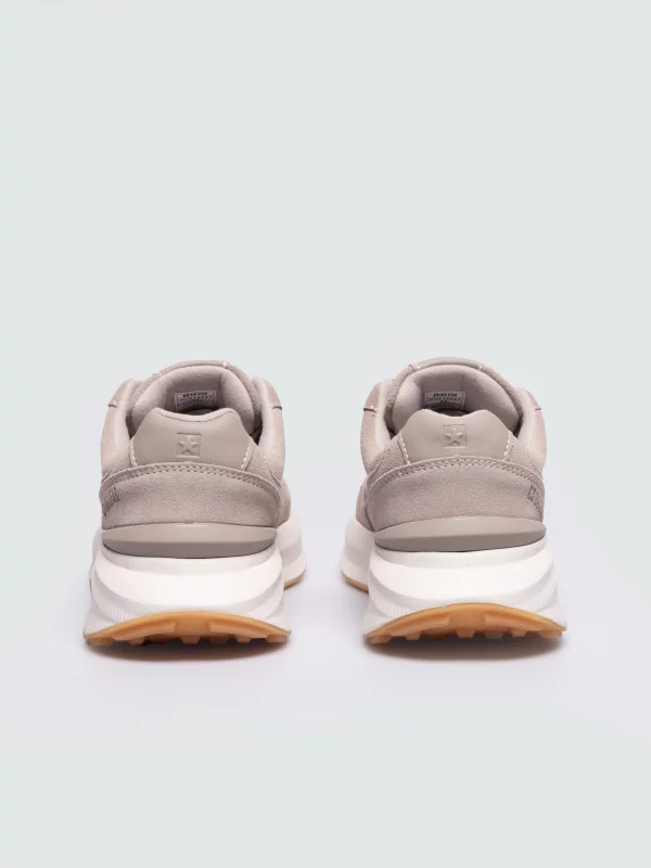 Sneakersy damskie ze skóry naturalnej zamszowej beżowe UU274637 801