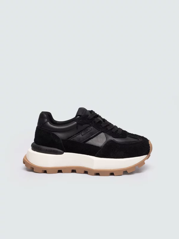 Sneakersy damskie skórzane czarne UU274656 906
