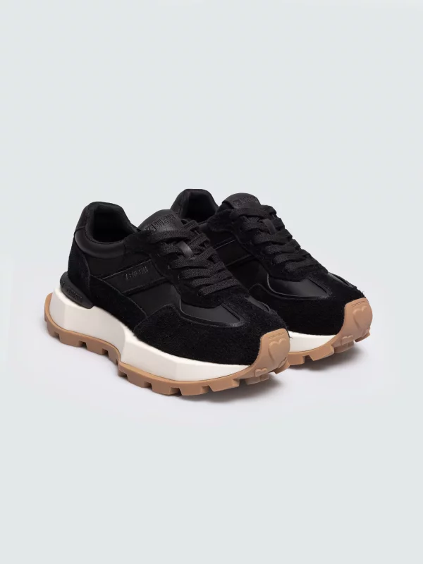Sneakersy damskie skórzane czarne UU274656 906