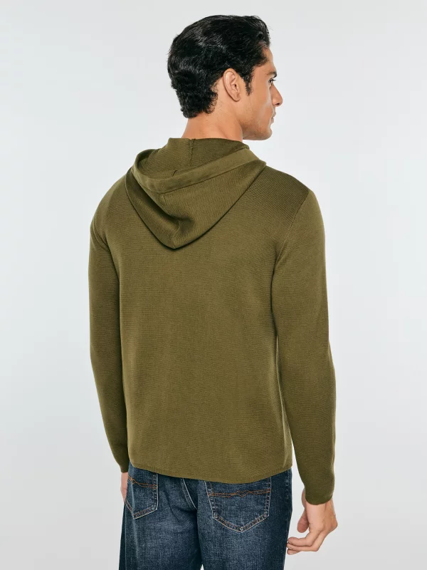 Sweter męski rozpinany z kapturem khaki Oskaro 303