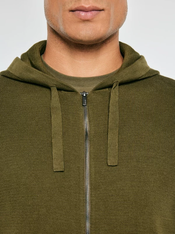 Sweter męski rozpinany z kapturem khaki Oskaro 303