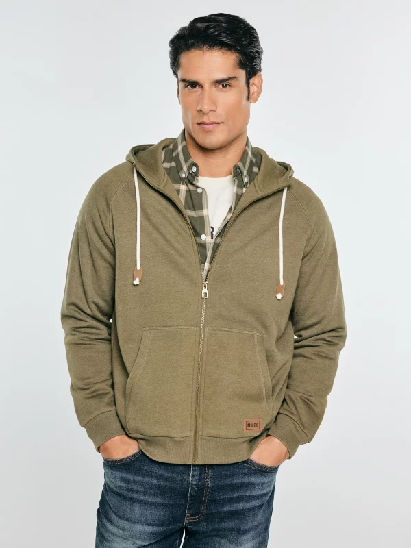 Bluza męska rozpinana z kapturem khaki Rinos 303
