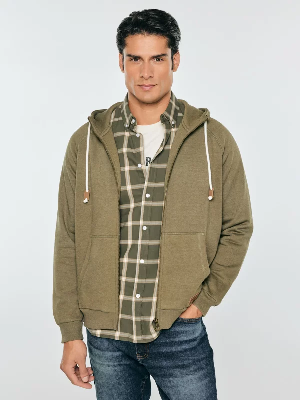 Bluza męska rozpinana z kapturem khaki Rinos 303