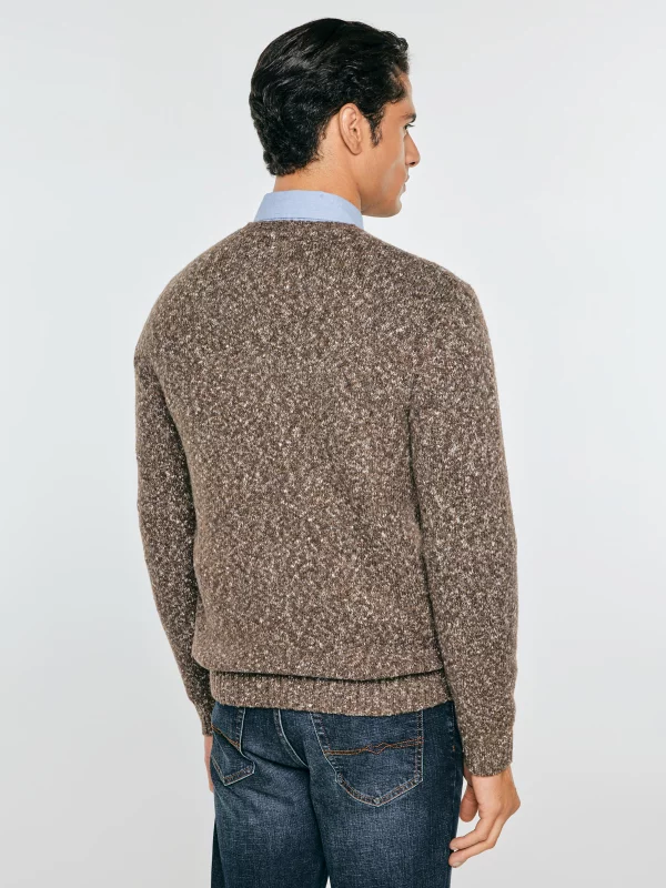 Sweter męski z wełną brązowy Stanley 804