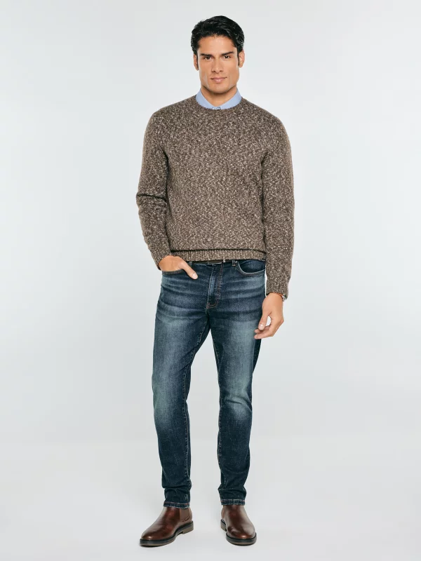 Sweter męski z wełną brązowy Stanley 804