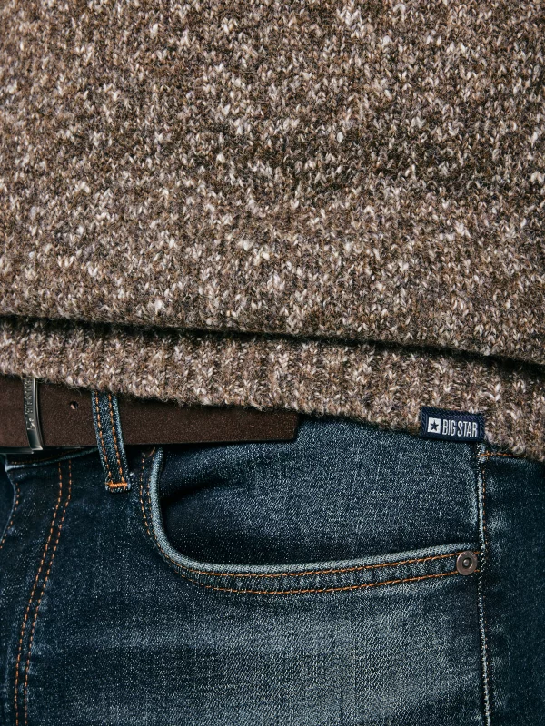 Sweter męski z wełną brązowy Stanley 804