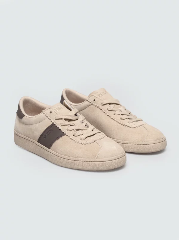 Sneakersy damskie ze skóry naturalnej zamszowej beżowe UU274440 801