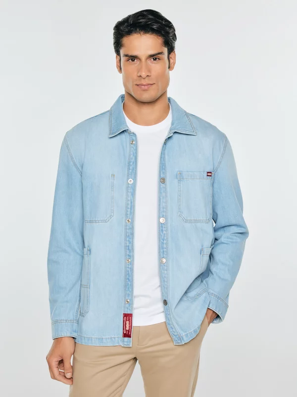 Kurtka męska jeansowa z linii Authentic jasnoniebieska Workwear 253