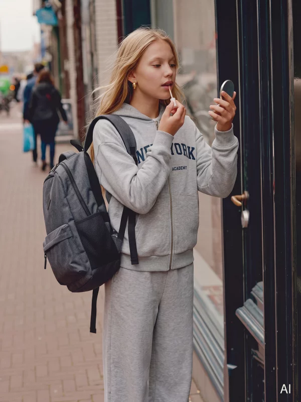 Bluza dziewczęca rozpinana z kapturem szara Lissa 901