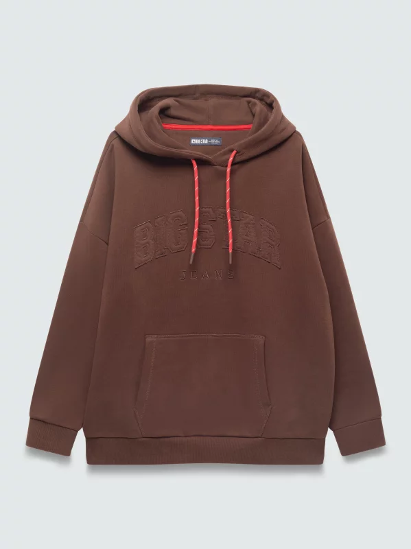 Bluza damska z kapturem i haftowanym logo ciemnobrązowa ROMANA 804