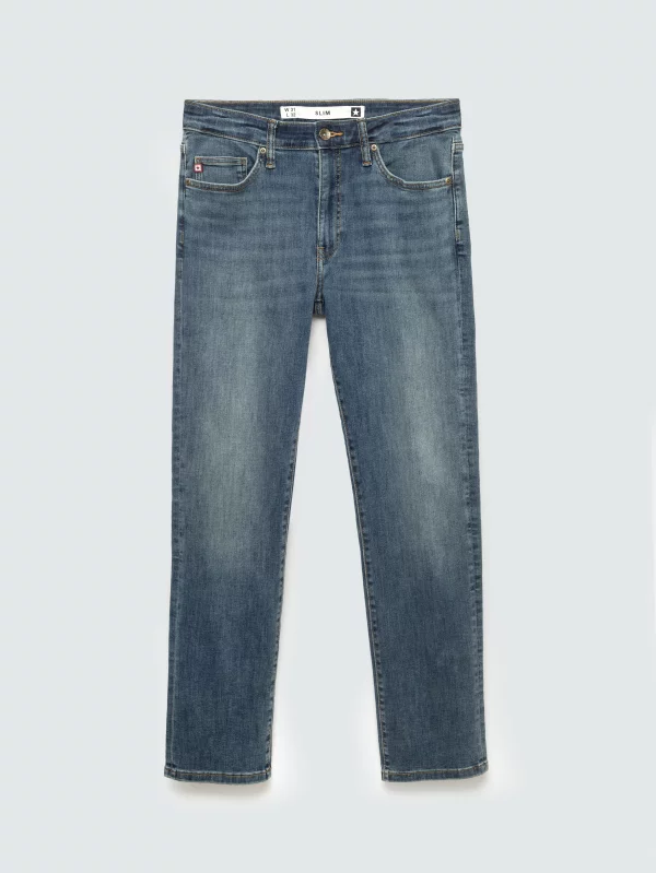 Jeansy męskie dopasowane niebieskie Terry High Waist 465