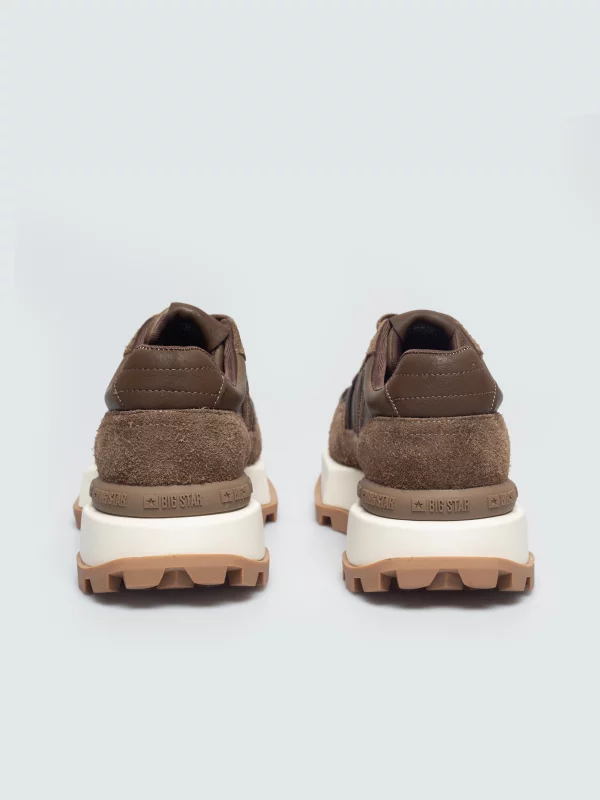 Sneakersy damskie ze skóry naturalnej zamszowej brązowe UU274654 803