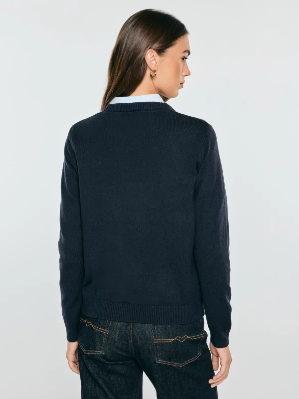Sweter damski ze świątecznym motywem granatowy Kajka 403