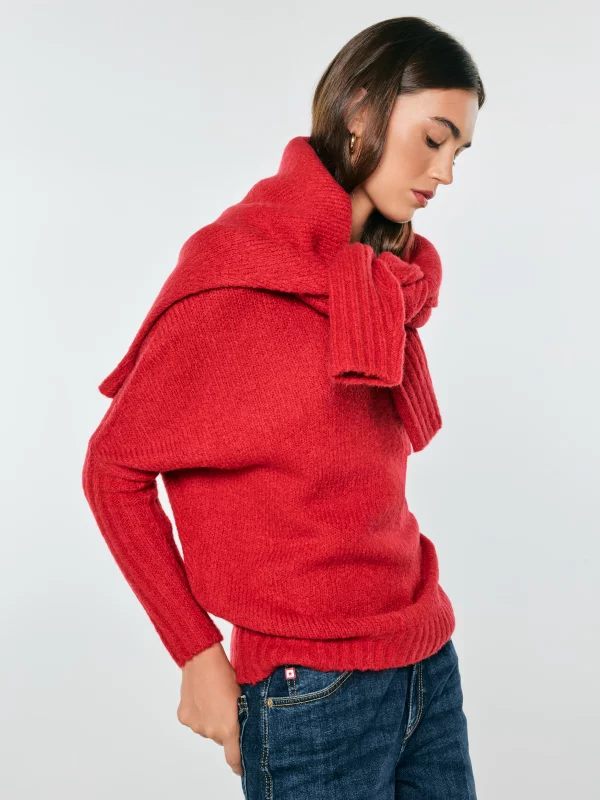 Sweter damski oversize z wełną czerwony Mayamikos 603
