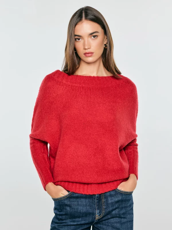 Sweter damski oversize z wełną czerwony Mayamikos 603