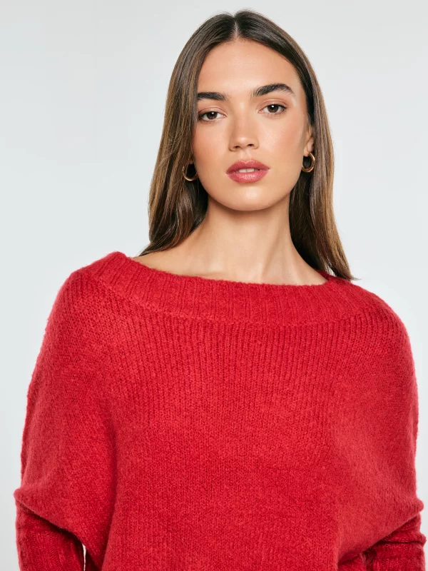 Sweter damski oversize z wełną czerwony Mayamikos 603
