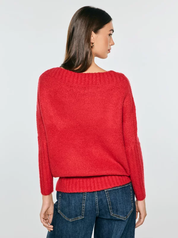 Sweter damski oversize z wełną czerwony Mayamikos 603