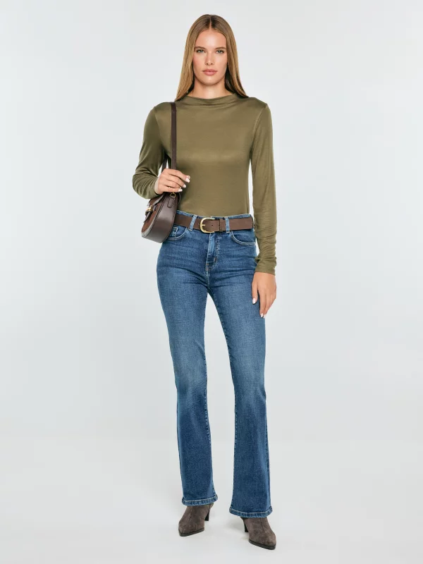 Bluzka damska slim z wiskozy khaki Pela 303