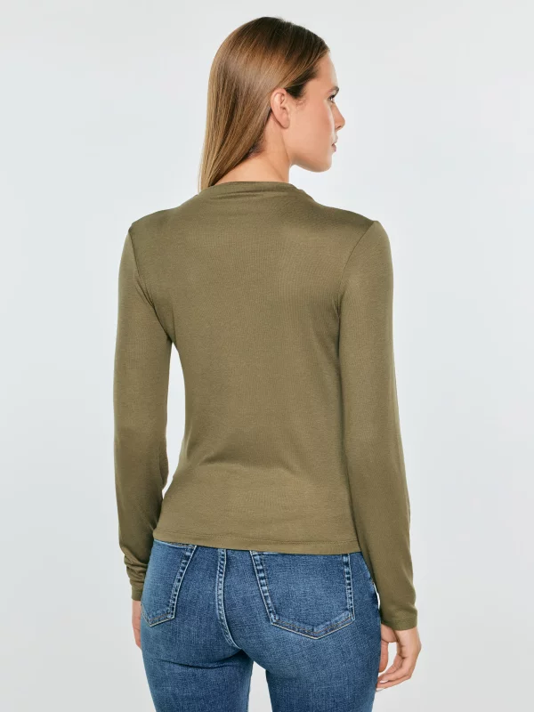 Bluzka damska slim z wiskozy khaki Pela 303
