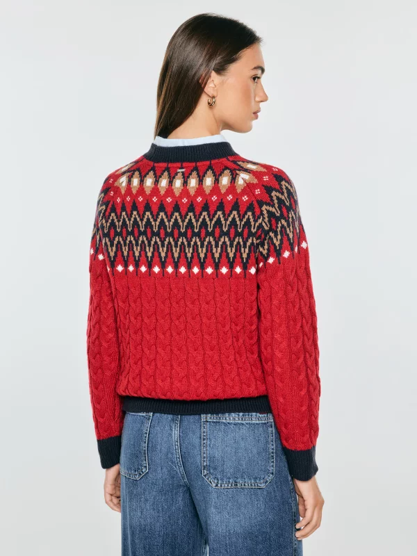 Sweter damski z motywem świątecznym czerwony Rohia 603