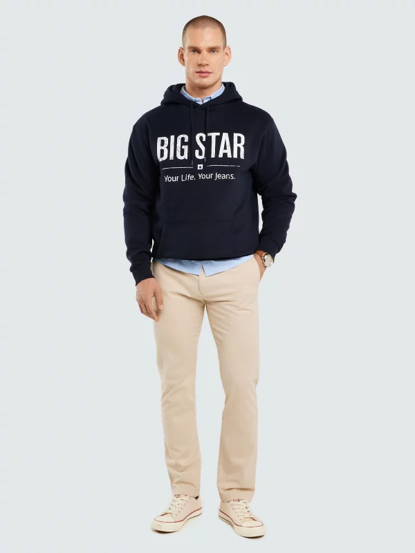 Bluza męska z kapturem i logo BIG STAR granatowa Ashlyno 403