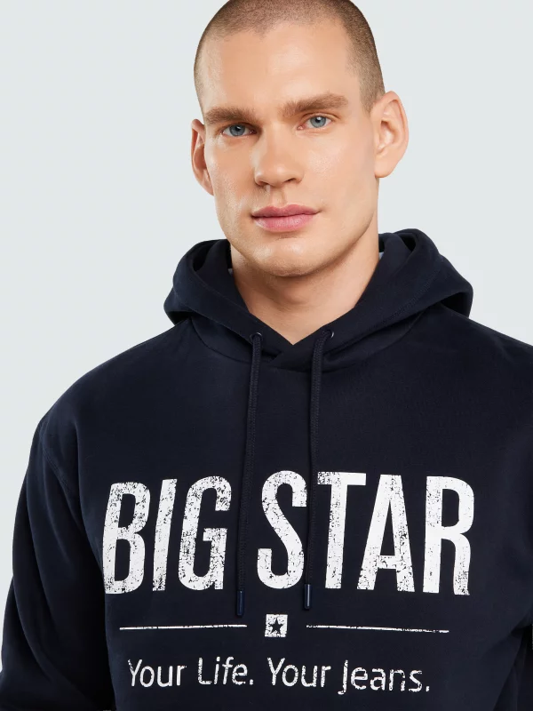 Bluza męska z kapturem i logo BIG STAR granatowa Ashlyno 403