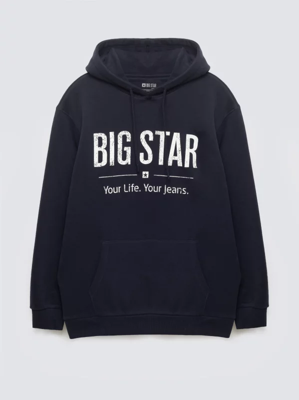 Bluza męska z kapturem i logo BIG STAR granatowa Ashlyno 403