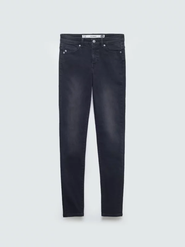 Jeansy damskie skinny z przetarciami czarne Adela 961