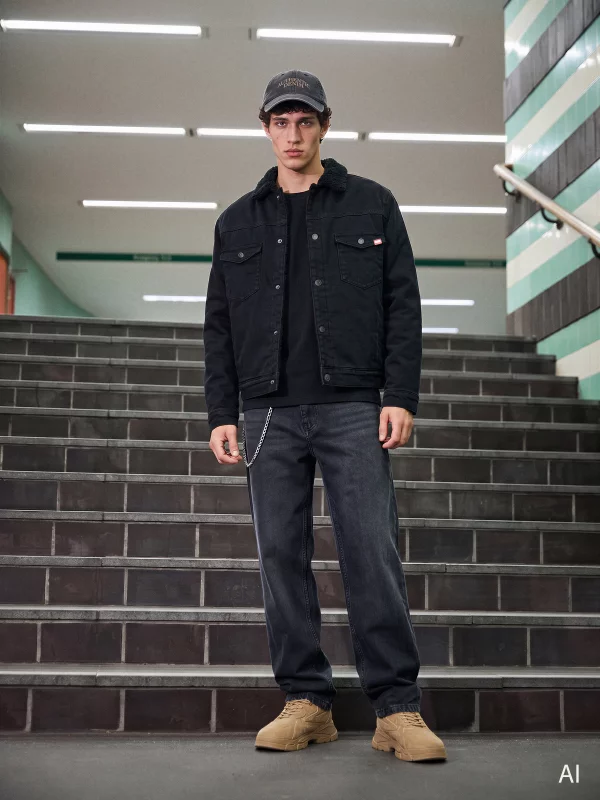 Jeansy męskie loose czarne Zack 931