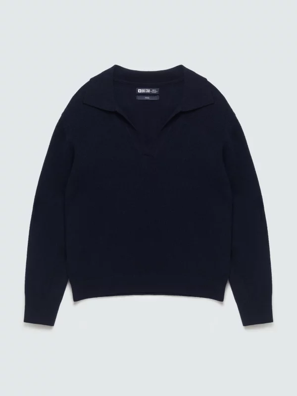 Sweter damski polo wełniany granatowy Elvira 404