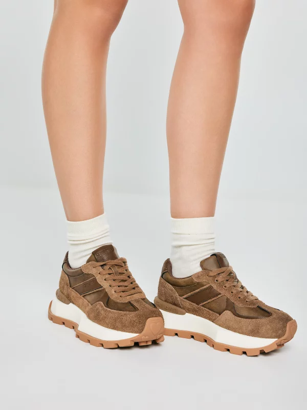 Sneakersy damskie skórzane brązowe UU274654 803
