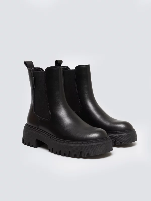 Botki damskie ze skóry naturalnej czarne SS274314 906