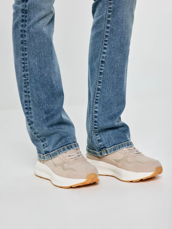 Sneakersy damskie ze skóry naturalnej zamszowej beżowe UU274637 801