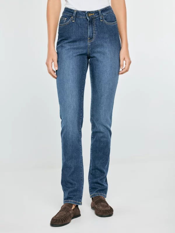 Jeansy damskie z wysokim stanem niebieskie Katrina High Waist 344