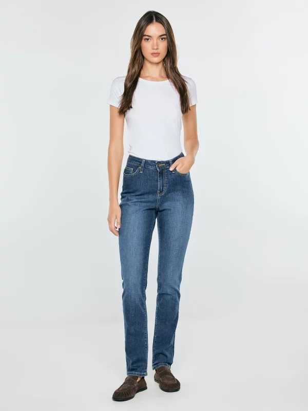Jeansy damskie z wysokim stanem niebieskie Katrina High Waist 344