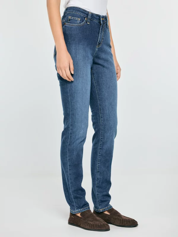Jeansy damskie z wysokim stanem niebieskie Katrina High Waist 344