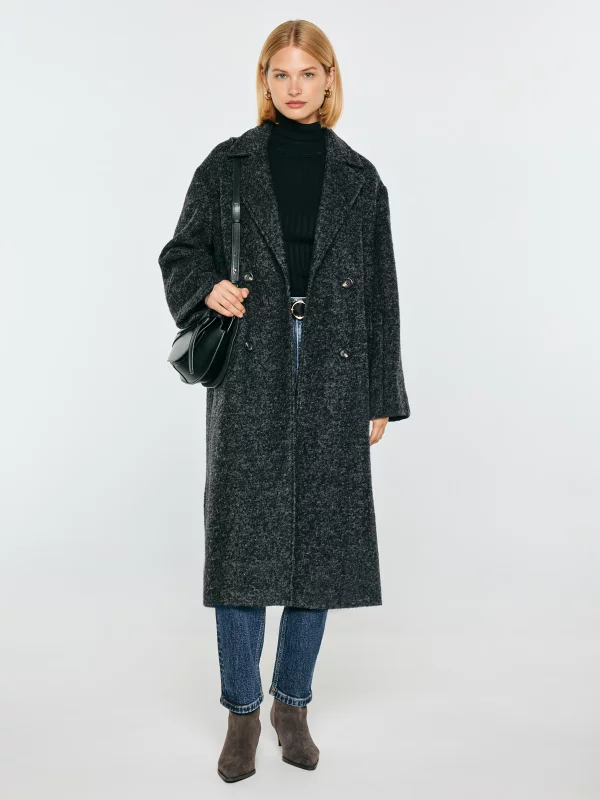 Płaszcz damski oversize z dodatkiem wełny szary Madeline 903